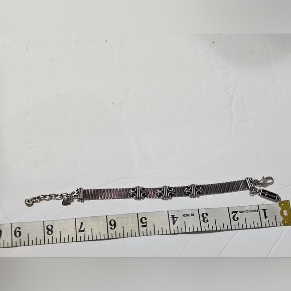 Brighton Vintage Self Love‎ & Respect Silver Mesh Bracelet Scroll Cross Black - Picture 8 of 8